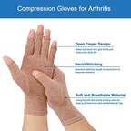 2-Pair Arthritis Compression Gloves for Alleviate Rheumatoid Osteoarthritis, Carpal Tunnel Raynauds Disease, Fingerless Design Breathable & Moisture, Women and Men (Coffee, Small)