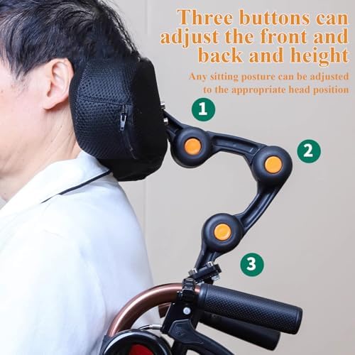 Wheelchair Headrest - Adjustable Neck Support Head Positioning Pillow Backrest for Elderly Wheelchair Accessories