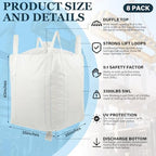 Aliceset 8 Pcs FIBC Sack Bag Bulk 1.5 Ton Bag 3300lbs SWL 35"L x 35"W x 43"H Heavy Duty Large Sand Sacks with Duffle Bottom Handle Polypropylene for Industrial Agriculture Transport Construction