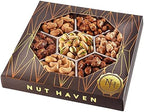 Holiday Nuts Gift Basket - Assortment of Sweet & Roasted Salted Gourmet Nuts - Food Gift Box for Him, Husband, Christmas, Fathers Day, Mothers Day, Sympathy, Family, Men & Women