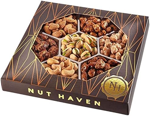 Holiday Nuts Gift Basket - Assortment of Sweet & Roasted Salted Gourmet Nuts - Food Gift Box for Him, Husband, Christmas, Fathers Day, Mothers Day, Sympathy, Family, Men & Women