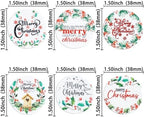 Ephlyn 48Pcs Edible Merry Christmas Cupcake Toppers Wafer Paper Round Cards Cupcake Drink Topper Picks for Celebrating Xmas Theme New Year Holiday Party Cake Decorations Supplies Green Red White