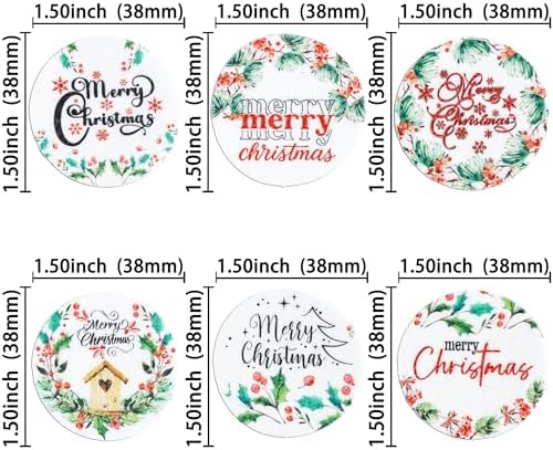 Ephlyn 48Pcs Edible Merry Christmas Cupcake Toppers Wafer Paper Round Cards Cupcake Drink Topper Picks for Celebrating Xmas Theme New Year Holiday Party Cake Decorations Supplies Green Red White
