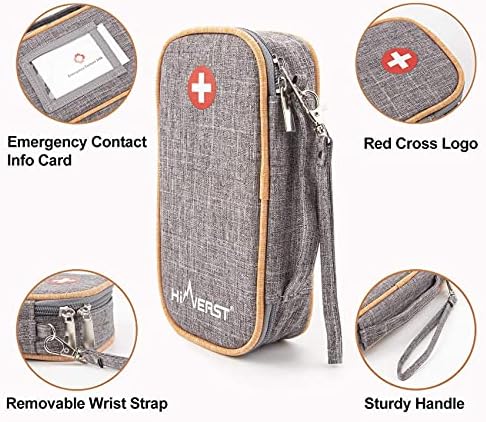 Insulin Cooler Bag with 2 Ice Packs, Diabetes Medication Organizer Keeps Insulin Cold for Long Time, Large Capacity Portable Medicine Storage with Medical Alert Keychains, Water-Resistant (X-Large)