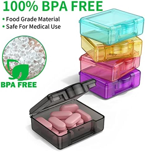 Cute Small Travel Pill Box, Urekt 10 pcs Mini Pocket Pill Organizer Daily Single Pill Containers Portable Medicine Holder for Purse Vitamin Fish Oil Supplements