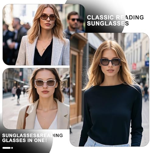 OPTOFENDY Reading Sunglasses for Women Men, Classic Full Lens Sun Readers UV400 Outdoor Sunglasses