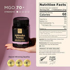100% Pure New Zealand Honey - MGO 70+ Monofloral Mānuka Honey, 100% Pure New Zealand Raw Mānuka, 17.6 Ounce (500g) (Pack of 1)