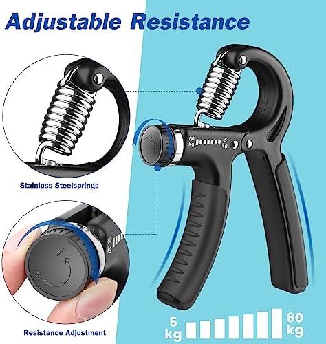 AIXPI Grip Strength Trainer, Hand Grip Exerciser Strengthener with Adjustable Resistance 11-132 Lbs (5-60kg), Forearm Strengthener, Hand Exerciser for Muscle Building and Injury Recover 1 PACK