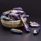TUMBEELLUWA 1LB Titanium Coated Raw Rock Crystal Points Bulk Irregular Rough Quartz Stone Wands Kit Without Drilled, Colorful