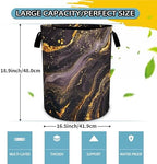 Black Gold Marble Laundry Basket Beautiful Pattern Foldable Oxford Cloth Funny Tote Bag Laundry Hamper Clothes Storage Bucket Toy Organizer For Bathroom/Laundry Storage/Bedroom 18.9x16.5 inch