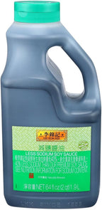 Lee Kum Kee Less Sodium Soy Sauce (64 oz - 1 Pack) Vegan, Non-GM Soybeans | Umami Flavor | Perfect for Marinades, Stews, Sauce Mixes, Stir-Frying, Drizzling, Dipping, Seasoning & Braising