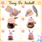 Tanlade 3 Tier Easter Cupcake Stand and 24 Pcs Cupcake Toppers Bunny Birthday Party Supplies Puppy Egg Shaped Bunny Print Cupcake Holder for Puppy Easter Kids Theme Birthday Party Decorations