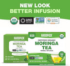 HANDPICK, Organic Moringa Tea Bags (100 Count), Pure Moringa Leaves | Authentic Indian Origin | Caffeine Free, Non GMO | Round Eco-conscious Teabags