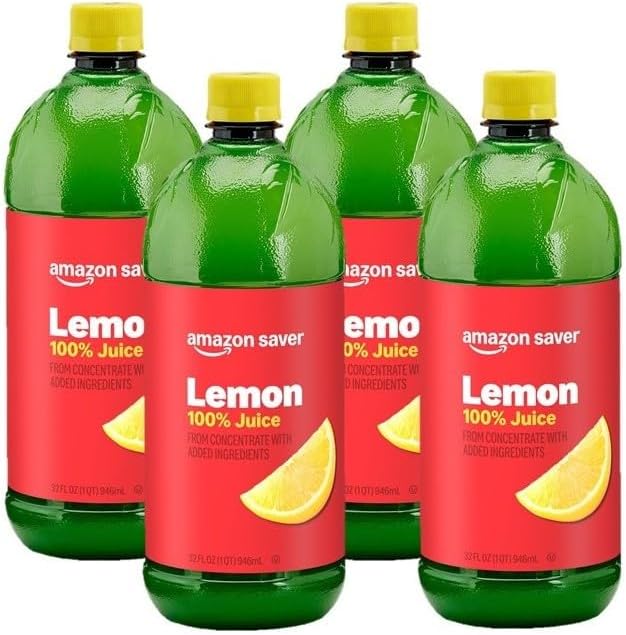 Happy Belly 100% Lemon Juice | 32 fl oz | Bottle | Pack of 4