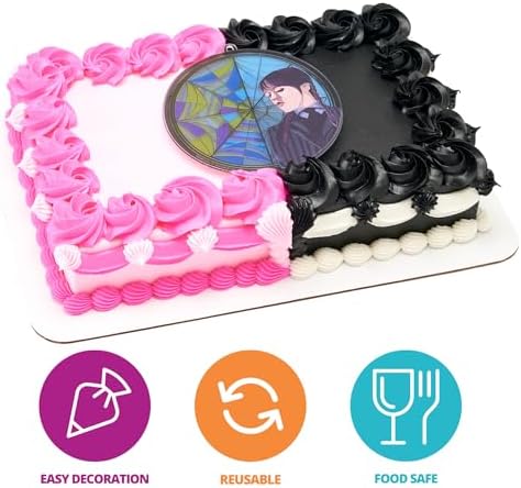 Wednesday Addams Cake Topper | Large Stained Glass Effect Cake Decoration By DecoPac, Ready To Use Topper, 4.8", Food Safe