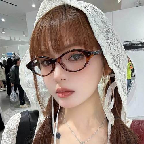 LJCZKA Oval Blue Light Blocking Glasses for Women Small Oval Cat Eye Frame Anti Eyesatrain Computer Eyeglasses Clear Lens