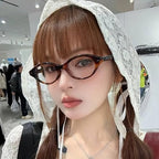 LJCZKA Oval Blue Light Blocking Glasses for Women Small Oval Cat Eye Frame Anti Eyesatrain Computer Eyeglasses Clear Lens