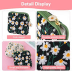 TIESOME Daisies Sanitary Napkin Storage Bag, 2 Pcs Embroidery Menstrual Cup Pouch Cotton Soft Period Holder Bag Portable Tampon Holder Pad Pouch Period Kit Bag for Women Teen Girls