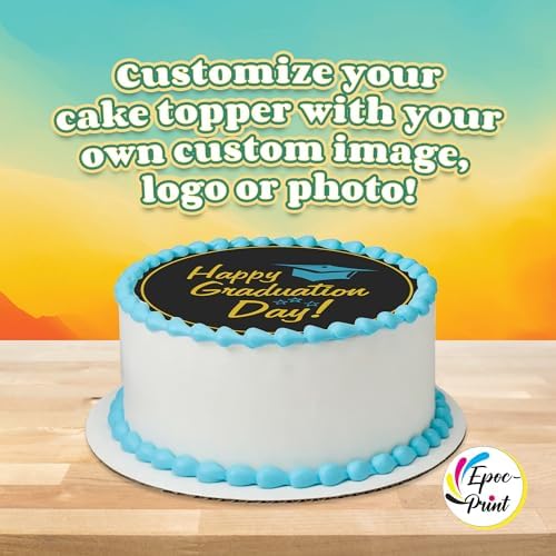Custom Edible Prints on Cake: Create Your Special Event with Custom Edible Image Toppers - Upload Photos for Unique, Stylish Designs on Rectangular, Round Cakes Designs - 7.5" Round Cake Topper