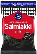 Fazer Salmiakki Mix Original Finnish Salty Liquorice Salmiak Wine Gums Chewy Gummy Candy Candies Sweets Bag 180g.