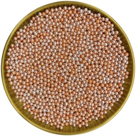 Edible Silver Orange Pearl Sugar Sprinkles Candy 4mm Mini Pearls Cake Decorations Cupcake Toppers Cookie Decorating Perfect for Wedding Party Valentine Halloween Christmas Supplies 3OZ