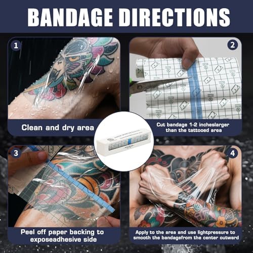 Tattoo Aftercare Bandage - 6 inches x 2.2 Yard - Clear Adhesive Roll - Easy to Apply and Remove, Tattoo Second Skin, Waterproof and Latex Free Tattoo Bandage