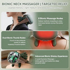 Bionic Neck Massager with Adjustable Heat, Portable Deep Tissue 4D Kneading Electric Shoulder Massager, Compact Design with Soft Silicone Massage Heads for Relaxation and Comfort