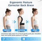 Back Brace Posture Corrector for Women and Men, Adjustable Upper Back Support with Shoulder Brace & Back Straightener, Relief for Clavicle, Neck & Shoulder Pain (Medium, Black)
