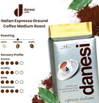 Danesi Caffe Italian Ground Coffee - Fine Ground Coffee and Medium Roast Espresso Coffee Grounds for Moka Pot, French Press, and Drip Brew - Gold (8.75 oz, 1 Pack)