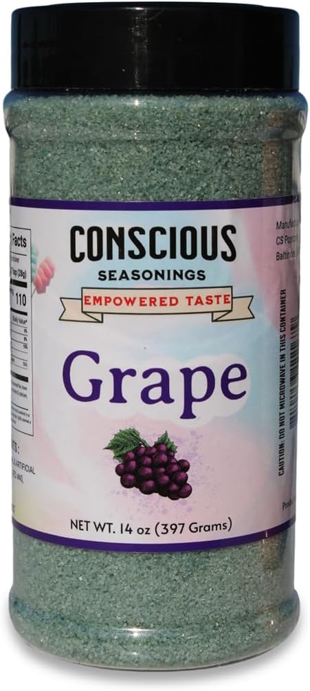 Grape Flavored Flossugar Cotton Candy Mix, 14 oz Jar - Ready-to-Use Sugar Floss - Creates Vibrant & Fluffy Flossugar for Parties & Events