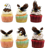 18pcs Bald Eagle Cupcake Toppers for 4th of July Birthday Cake Decorations Patriotic Party Supplies Glitter Animal Bald Eagle Birthday Party Decorations