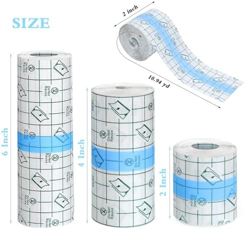 Transparent Stretch Adhesive Bandage, Waterproof Clear Film Dressing Bandages, Adhesive Bandages Shower Shield Dressing Tape for Tattoos Swimming Showering (2 Inch x 10.94 Yard)