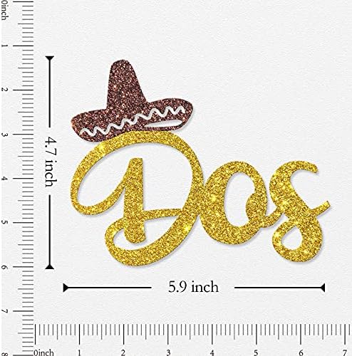 WeBenison Dos Cake Topper Mexican Themed 2nd Birthday Party Cake Deor/Fiesta Two Sign/Taco Bout 2nd Anniversary Party Decorations Gold Glitter