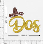 WeBenison Dos Cake Topper Mexican Themed 2nd Birthday Party Cake Deor/Fiesta Two Sign/Taco Bout 2nd Anniversary Party Decorations Gold Glitter