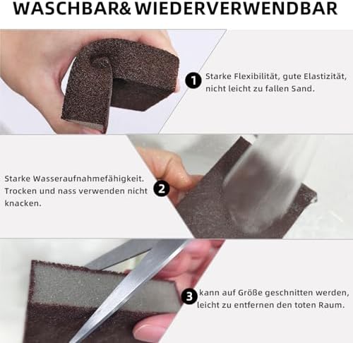 6Pcs Emery Sponge, Nano Carborundum Sponge, Hand Sanding Block, Kitchen Cleaner Tool, Wet and Dry Dual-use, Durable Thick Sanding Sponge Descaling Rust for Home Dish (3.9x2.8x1in)