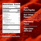 Snackathon Sweet Paprika Powder, 6 OZ Resealable Bag, High Color ASTA 220, Vibrant Red, Mild & Sweet, 100% Pure All-Natural, Fine & Smooth Gourmet Spice