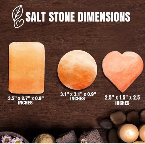 Himalayan Pink Salt Massage Stone, 3X Heart Shaped Crystal, Natural Detoxifying Spa Stone for Hot, Cold, Muscle Relief
