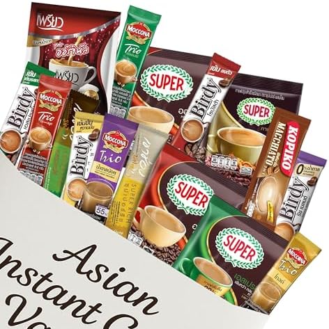 Asian Coffee Variety Sampler Set – 15 Authentic Instant Sachets from Asia | Rich 3-in-1 Blends, Espresso, Cappuccino & Macchiato – International Variety Gift Pack