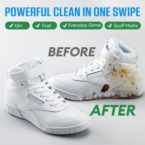 Sneaker Cleaning Wipes, Dual-Sided Instant Shoe Cleaner Wipes for White Sneakers, Waterless Shoe Cleaning Wipes for Leather, Canvas, Mesh & Rubber, Individually Wrapped Travel Shoe Wipes, 35 Count