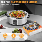 100 Pack Slow Cooker Liners, Large Size 13"x 21" Cooking Bags Disposable Pot Liners, Plastic Slow Cooker Bags Fits 3-8 Quarts, BPA Free, Suitable for Oval & Round Pot