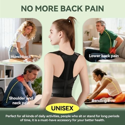 Back Brace Posture Corrector for Women and Men, 4-Point Back Support System for Upper/Lower Back Pain Relief, Scoliosis & Hunchback Correction, Adjustable & Breathable Shoulder Straightener, Small