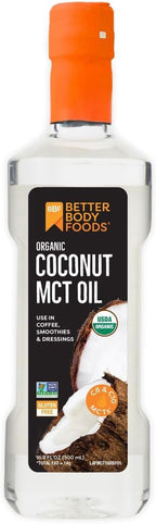 BetterBody Foods Organic Coconut MCT Oil - Energy Boosting- Keto-Friendly - C8 & C10 - Gluten Free - 16.9 oz