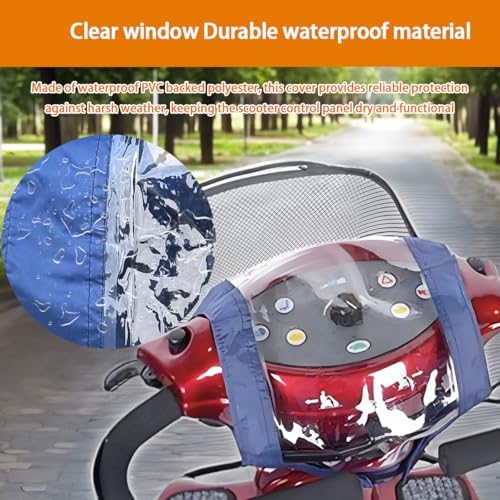 Mobility Scooter Control Panel Cover 12"(W) Protective Tiller Panel Waterproof Rain Cover Mobility Scooter Accessories Universal Navy Blue
