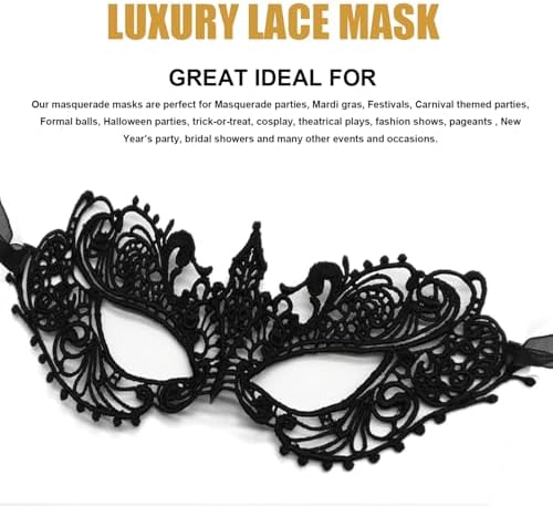 MYMENU Women Masquerade Mask Luxury Lace Venetian Halloween Carnival Masks for Party Costume Cosplay Mardi Gras