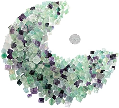 SUNYIK Natural Fluorite Rough Stone,Rhombus Crystal Quartz Point for Tumbling,Cabbing, 0.1-0.3 inch,0.5pound (About 230 gram)