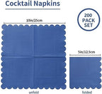 200 Pack Cocktail Napkin 2-Ply Scalloped Edged Dessert Napkins Folded 5 x 5 Inches Disposable Napkins for Dinner Wedding Birthday Party Bridal Anniversary Reception Event (Navy Blue)