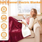 Heated Blanket Electric Throw, 50" x 60" Heating Blanket with 5 Levels & 10 Hours Auto Off, Extremely Soft Flannel Warm Blanket Gifts Over-Heat Protection, ETL Certified Machine Washable