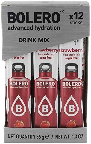 Bolero- Sugar Free Drink Mix Packets Strawberry Fruit Flavors | Powdered Flavored Water Packets | 36 Singles Sticks On The Go Packets