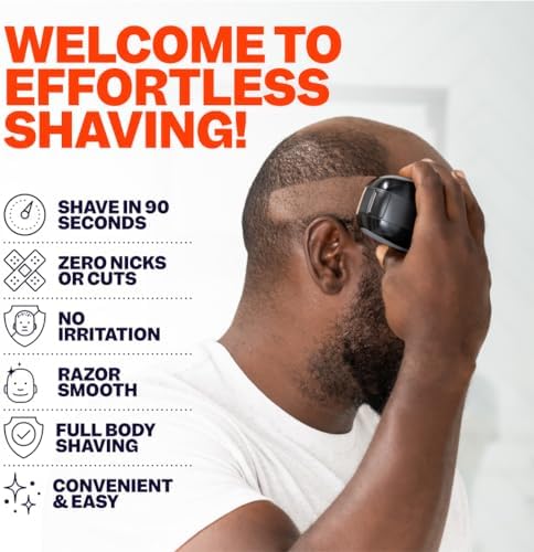 Freebird FlexSeries Electric Head & Body Hair Shaver - Mens Cordless Rechargeable Wet/Dry Skull Bald Head Back & Groin Waterproof Razor with Rotary Blades, Clippers, Nose Trimmer, Brush, Massager