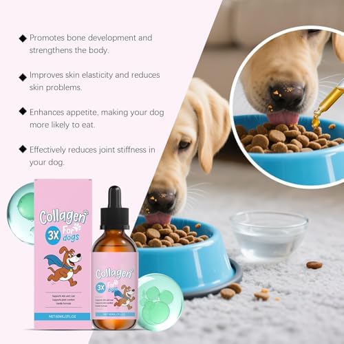 Bloom Collagen for Dogs, Bloom Triple Collagen for Dogs, Gentle Formula, Supports Skin and Coat, Joint Comfort, 60ml (2pcs)